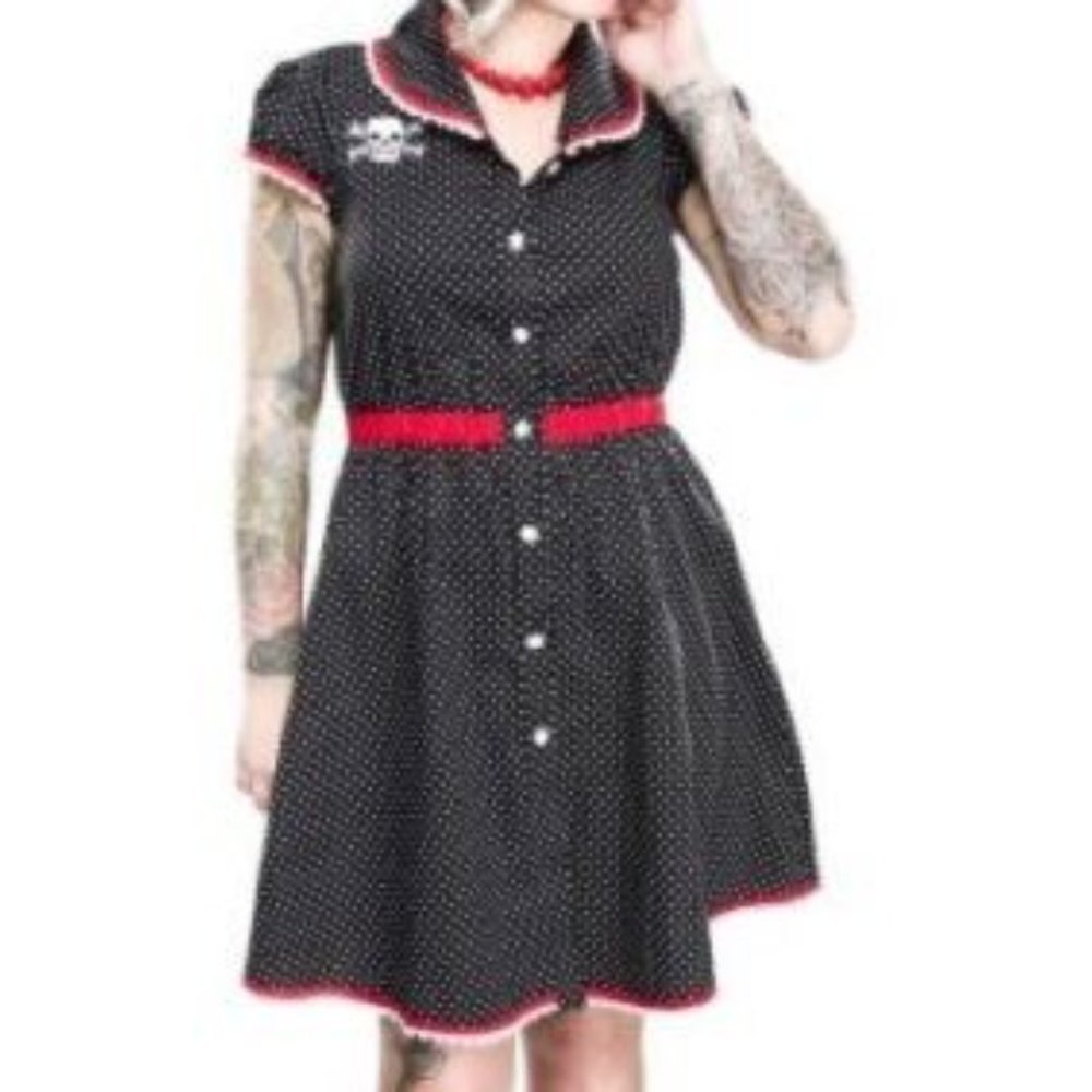 Sourpuss polka-dot skull rockabilly dress Size XXL